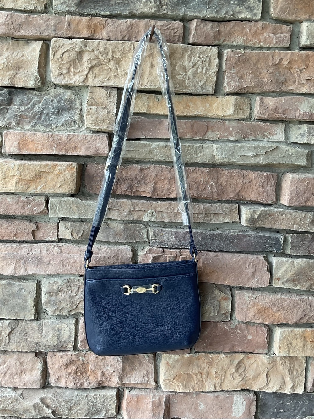Giani Bernini Navy Crossbody Bag with Gold Hardware